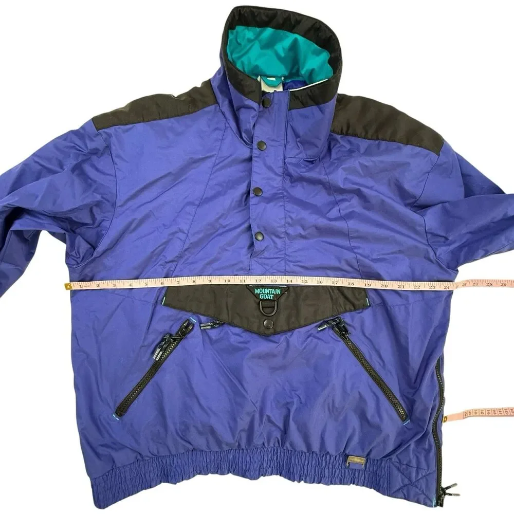 Vintage Mountain Goat Pullover Ski Jacket Men Large 90s Blue Retro Snowboard
